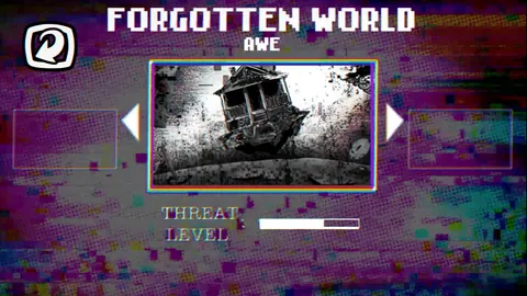 Forgotten World Freeplay selection showing the song credit, scene preview and Threat Level bar