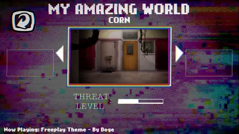 My Amazing World Freeplay selection showing the song credit, scene preview and Threat Level bar