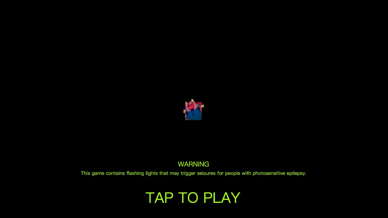 Pibby Apocalypse start screen with a small character, flashing-light notice and green Tap to Play prompt