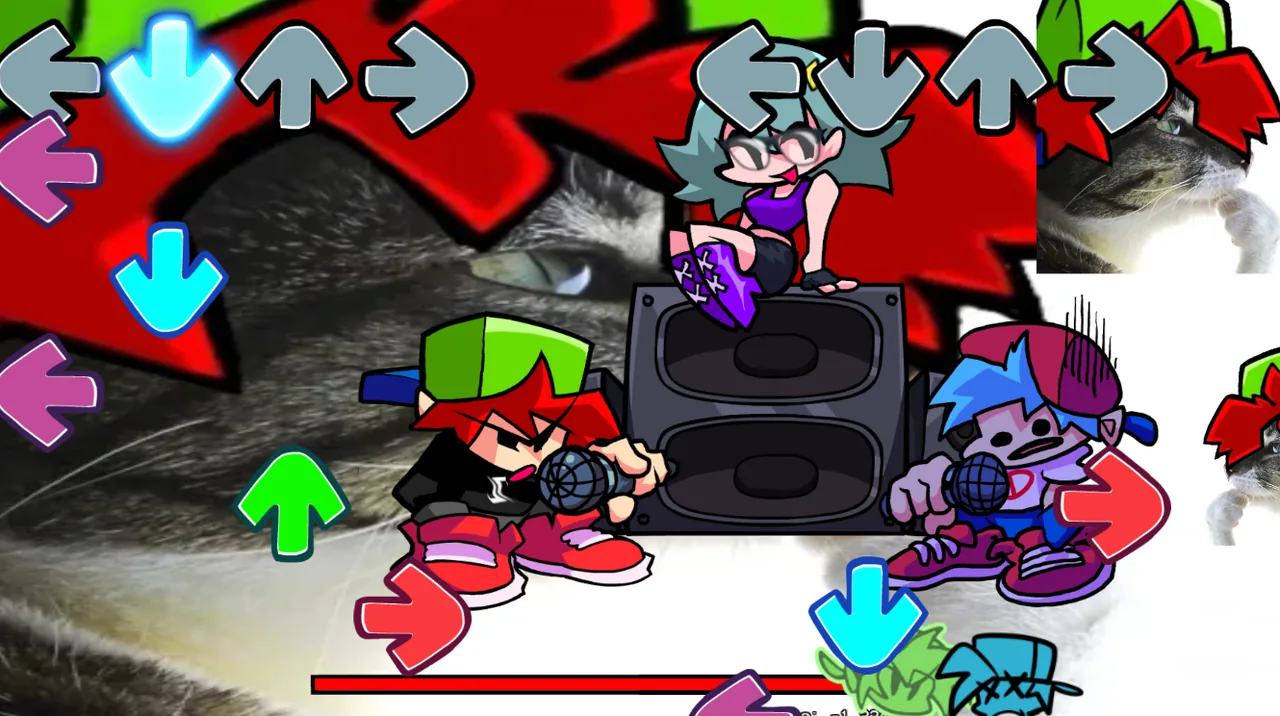Murder Dance gameplay with Zoom on the left, Boyfriend on the right and note targets above both singers